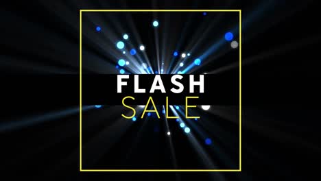 Digital-animation-of-flash-sale-text-banner-against-blue-spots-of-light-on-black-background
