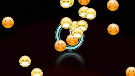 Animation-Kranker-Emojis-über-Die-Uhr