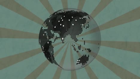 Digitale-Animation-Des-Sich-Drehenden-Globussymbols-Vor-Sich-Bewegenden-Radialen-Strahlen-Auf-Braunem-Hintergrund