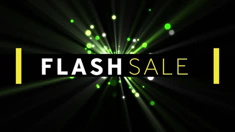 Digital-animation-of-flash-sale-text-banner-against-green-spots-of-light-on-black-background