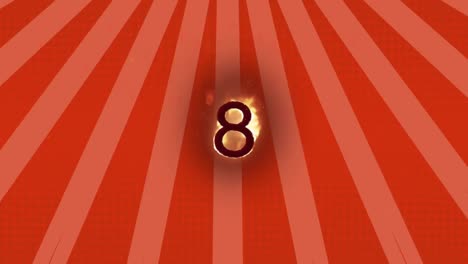 Digital-animation-of-flame-effect-over-number-eight-against-radial-rays-on-red-background