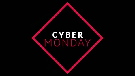 Digital-animation-of-cyber-monday-text-banner-against-black-background