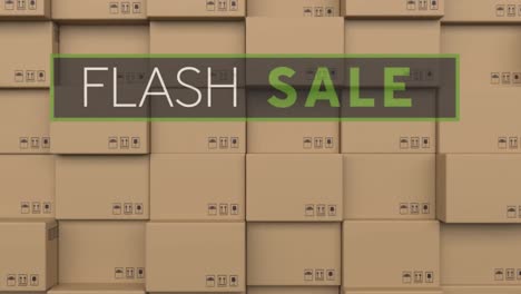 Flash-sale-text-banner-against-stack-of-delivery-boxes-in-background