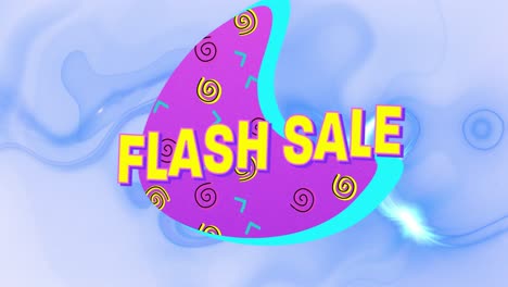 Digital-animation-of-flash-sale-text-on-purple-banner-against-digital-waves-on-blue-background