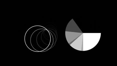 Animation-of-circles-and-shapes-moving-on-black-background