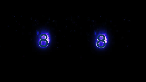 Animation-of-two-number-8-on-blue-fire-on-black-background