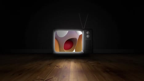 Animation-of-shocked-emoji-on-retro-television-screen