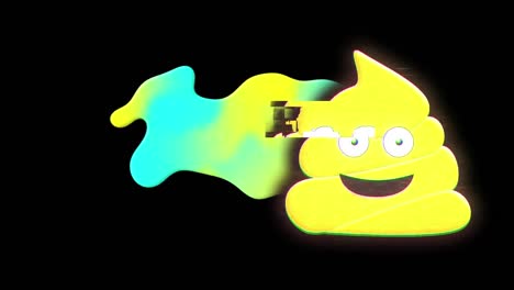 Digitale-Animation-Des-Poop-Symbols-über-Abstrakter-Farbverlaufswellenform-Auf-Schwarzem-Hintergrund