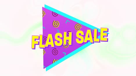 Digital-animation-of-flash-sale-text-on-purple-banner-over-green-digital-waves-on-white-background