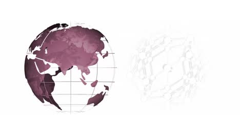 Animation-Eines-Rotierenden-Violetten-Globus-Und-Eines-Sphärischen-Netzwerks-Von-Verbindungen,-Auf-Weiß
