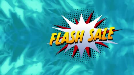 Flash-Sale-Text-über-Retro-Sprechblase-Vor-Digitalen-Wellen-Auf-Blauem-Hintergrund