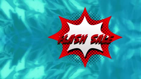 Flash-sale-text-over-retro-speech-bubble-against-digital-waves-on-blue-background