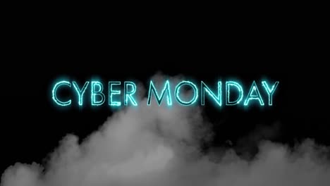 Animation-Des-Cyber-Monday-Textes-über-Rauchwolken