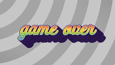 Animation-of-game-over-text-in-colourful-letters-on-green-background