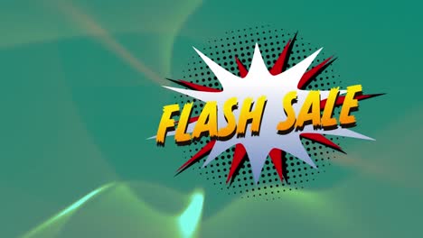 Flash-Sale-Text-über-Retro-Sprechblase-Vor-Digitalen-Wellen-Auf-Grünem-Hintergrund