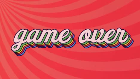 Animation-of-game-over-text-in-colourful-letters-on-red-background