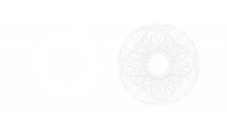 Animation-of-pale-grey-rotating-round-geometric-shape-on-white-background