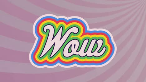 Animation-of-wow-text-in-colourful-letters-on-pink-background
