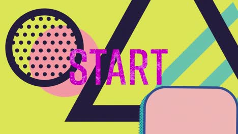 Animation-of-start-text-over-colorful-graphics-and-shapes
