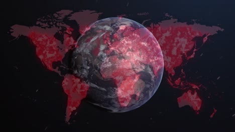 Animation-Von-Covid-19-Zellen-über-Globus-Und-Weltkarte