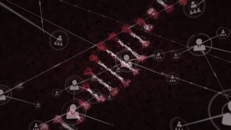Animation-Des-Sich-Bewegenden-DNA-Strangs-über-Ein-Verbindungsnetzwerk
