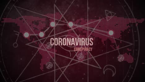 Animation-Des-Coronavirus-Verschwörungstextes-über-Der-Weltkarte