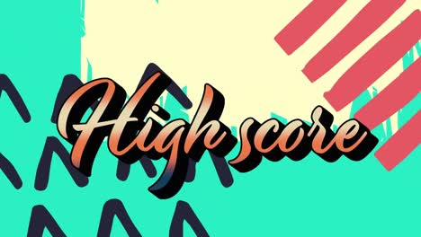 Animation-of-high-score-text-over-colorful-graphics-and-shapes