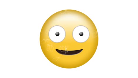 Animation-Des-Lächeln-Emoji-Symbols-über-Ein-Netzwerk-Von-Verbindungen
