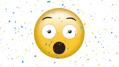 Animation-of-scared-emoji-icon-over-falling-confetti
