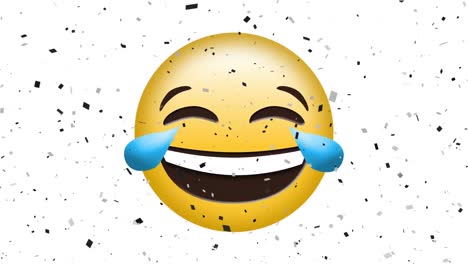 Animation-of-happy-emoji-icon-over-falling-confetti