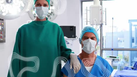 Animation-of-moving-lines-over-surgeons-in-face-masks