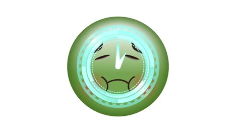 Animation-of-sick-emoji-icon-over-clock