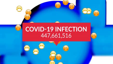 Animation-of-covid-19-infections-text-over-falling-sick-emojis
