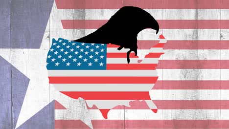 Animation-Der-USA-Karte-Mit-Amerikanischer-Flagge-über-Amerikanischer-Flagge