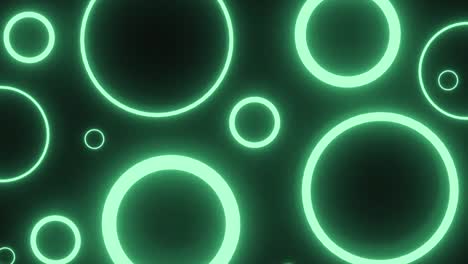 Animation-of-flashing-green-neon-rings-on-black-background