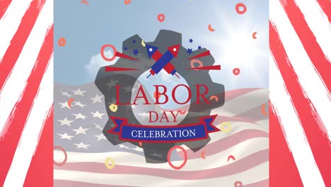 Animation-Des-Textes-Zur-Feier-Des-Labor-Day-über-Der-Amerikanischen-Flagge