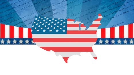 Animation-Der-USA-Karte-Mit-Amerikanischer-Flagge-über-Sternenbanner