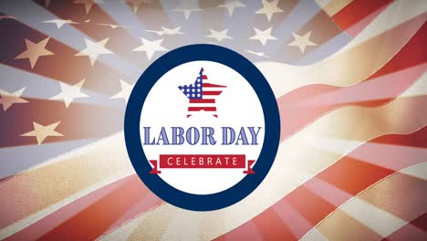 Animation-Des-Labor-Day-Feiert-Text-über-Der-Amerikanischen-Flagge