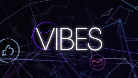 Animation-of-vibes-text-in-white-letters-over-digital-icons-on-black-background