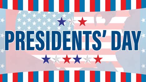 Animation-Des-Textes-Zum-Präsidententag-über-Der-Karte-Der-USA-Mit-Amerikanischer-Flagge