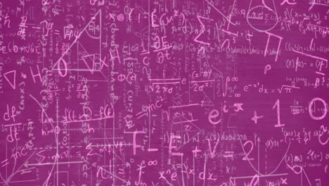 Animation-of-mathematical-equations-moving-on-pink-background