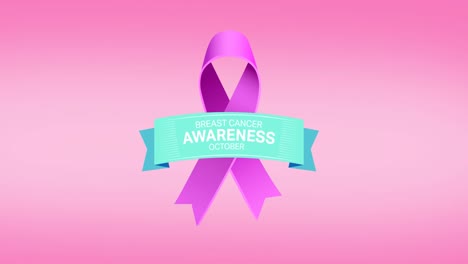 Animation-of-pink-ribbon-logo-and-breast-cancer-text-appearing-on-pink-background
