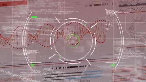 Animation-Eines-DNA-Strangs,-Der-Sich-über-Die-Datenverarbeitung-Dreht