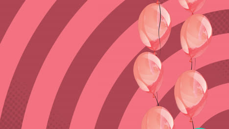 Animation-Roter-Luftballons,-Die-über-Roten-Hintergrund-Fliegen