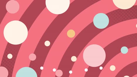 Animation-of-colorful-dots-flying-over-pink-background
