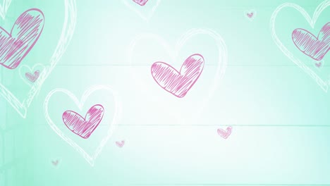 Animation-of-flying-pink-and-white-hearts-on-blue-background