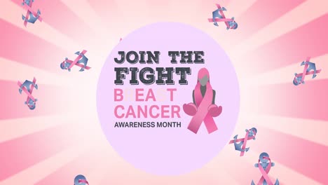 Animation-of-multiple-pink-ribbon-anchor-logo-over-breast-cancer-text-on-white-and-pink-background