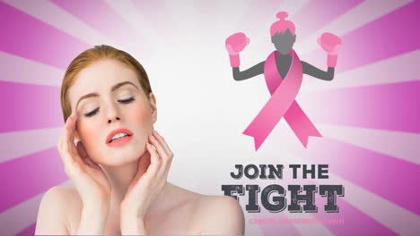 Animation-Des-Pink-Ribbon-Logos-Mit-Brustkrebstext-über-Einer-Jungen-Frau