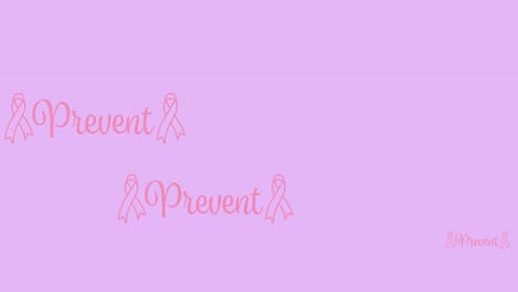 Animation-of-multiple-pink-ribbon-logo-and-breast-prevent-appearing-on-white-background