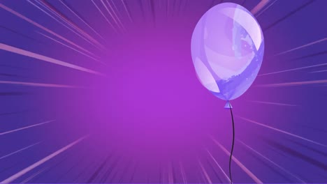 Animation-Eines-Lila-Ballons,-Der-über-Lila-Hintergrund-Fliegt